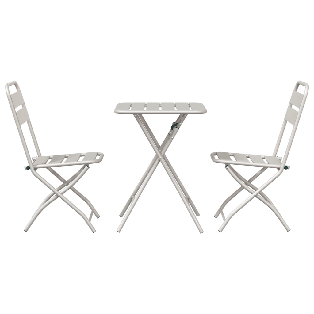 Set Bistro Pieghevole 3 Pezzi Beige in Acciaio