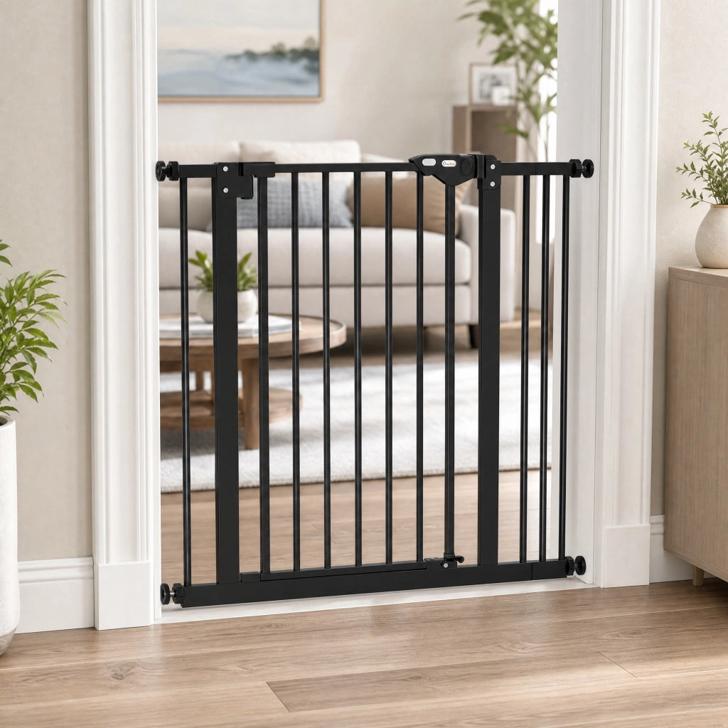 Cancelletto di sicurezza 74-87 cm con chiusura automatica in metallo nero