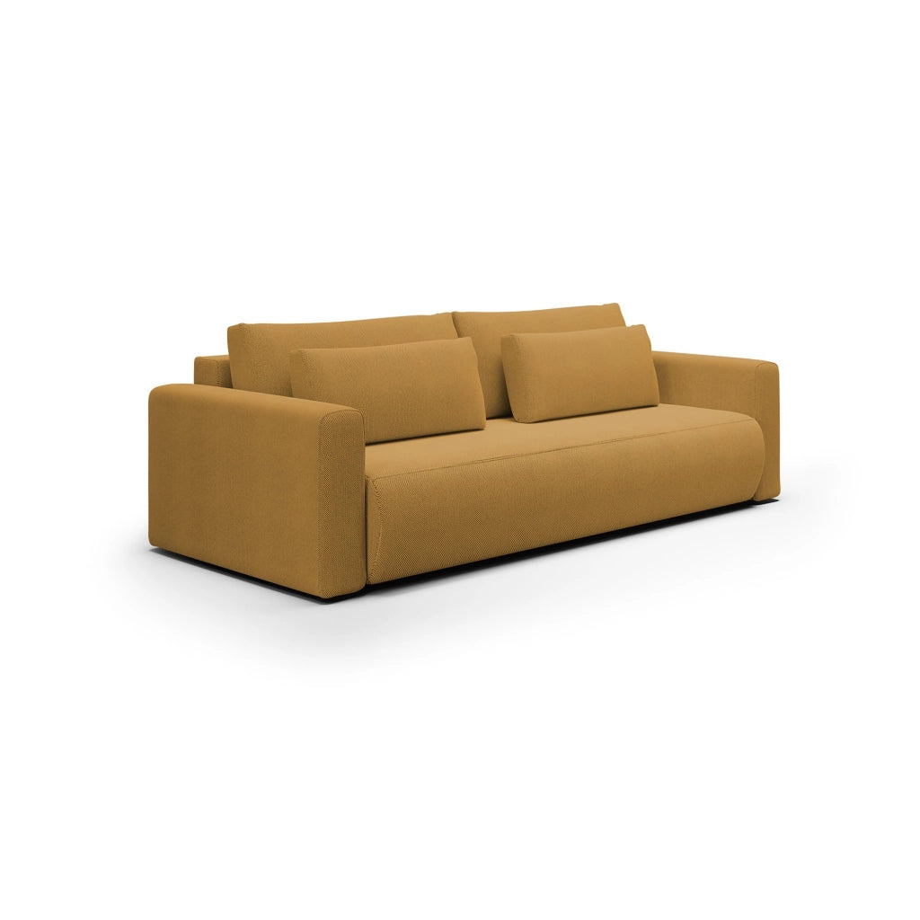 Erbezzo, Divano Letto 2 Posti Contenitore, 240x105 cm Giallo