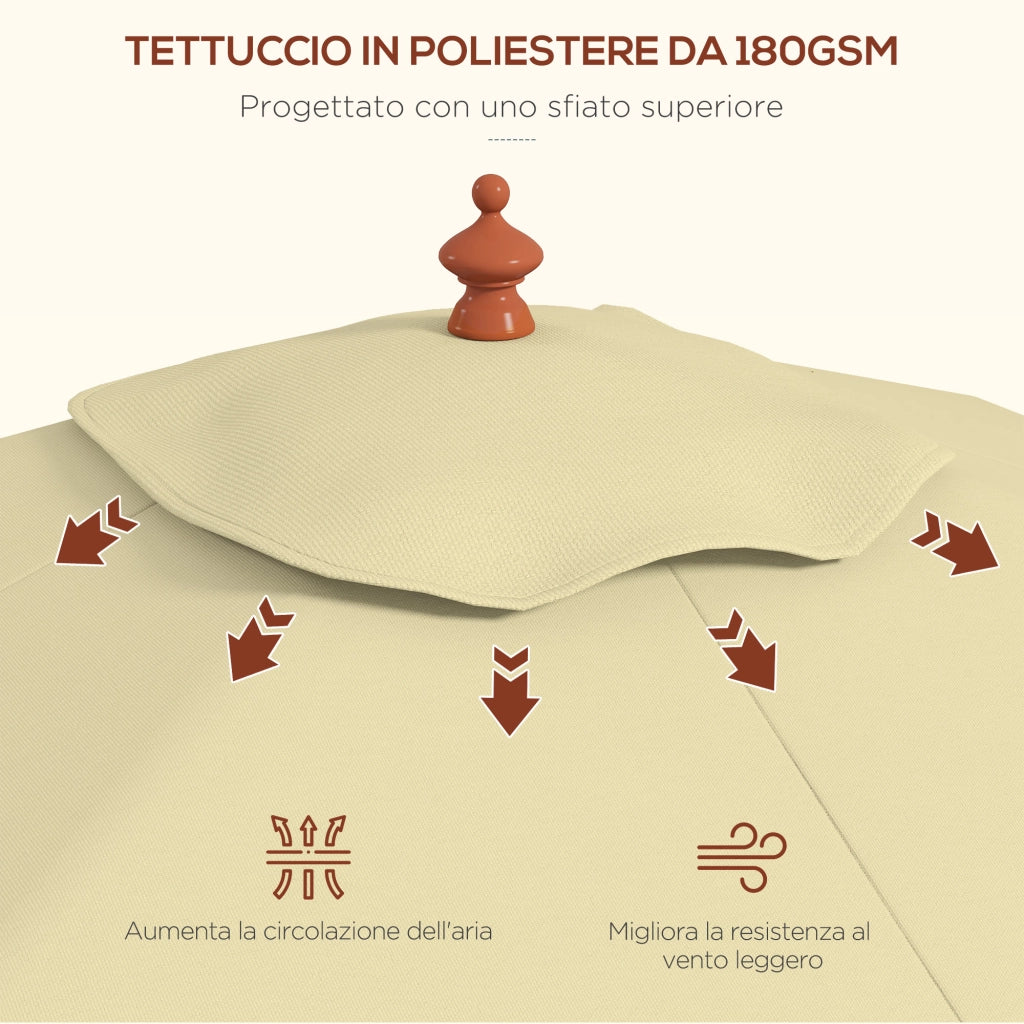 Ombrellone Rettangolare Inclinabile 2x1.5 m ¨C zephmum ¨C Bamb¨´ e Poliestere Beige