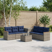 Set di divani 8 pz Grigio e Blu Navy Rattan sintetico e Acciaio 3448543
