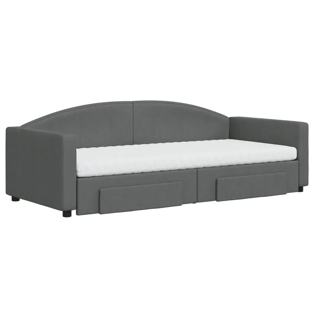 Divano Letto Estraibile Cassetti Grigio Scuro 90x200cm Tessuto