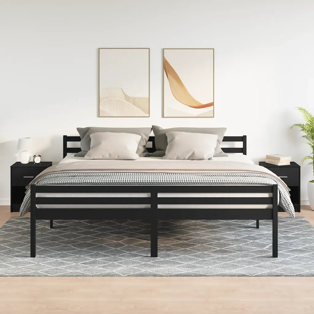 Comodini 2 pz con Cassetto-Set di 2 Tavolino da notte Nero 40x34x50 cm