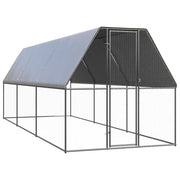 Pollaio/recinto/gabbia per polli da esterno 2 x 6 x 2 m acciaio zincato argento 02_0043994