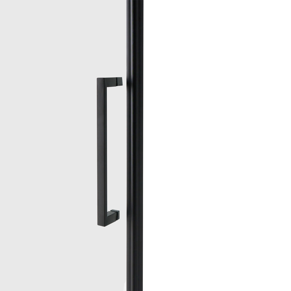 Cabina doccia in vetro temperato nero telaio in alluminio 90 x 90 x 190 cm porta trasparente a battente