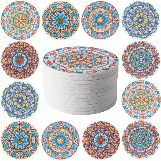 12 pezzi di supporti per bicchieri, supporti per bicchieri per tavolo da salotto, supporti per bicchieri decorativi per cucina e sala da pranzo, diametro 10 cm, fiori di vetro.