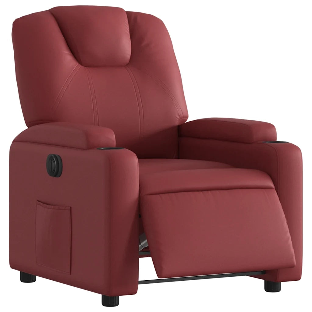 Poltrona Reclinabile Elettrica Rosso Vino in Similpelle