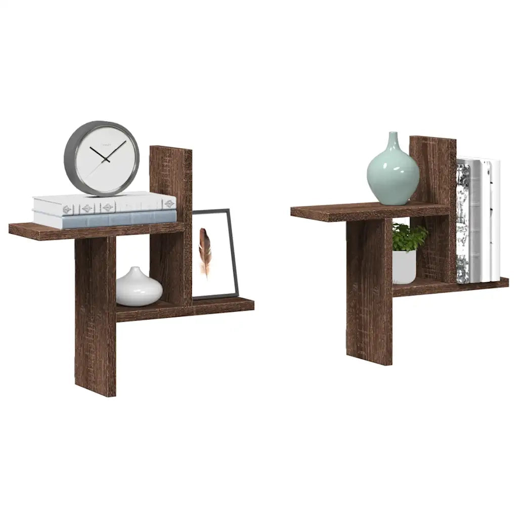 Mensole da Parete 2pz Rovere Marrone 38x12x38 cm in Truciolato 853251