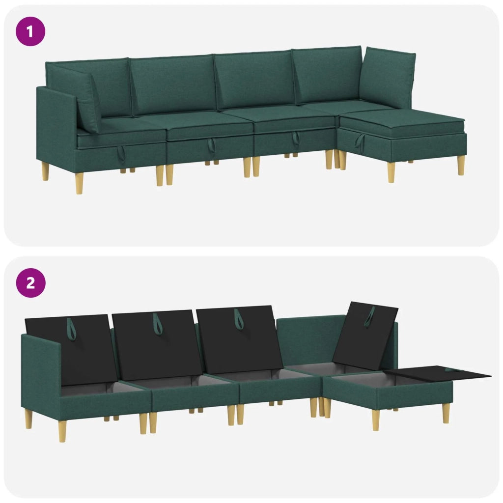 Set di divani modulari con spazio di archiviazione 5 pcs
