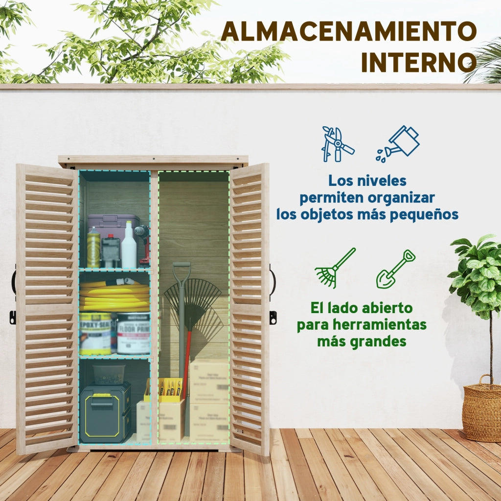 Armadio da Giardino in Legno ¨C zephmum ¨C Naturale 75x50x118 cm