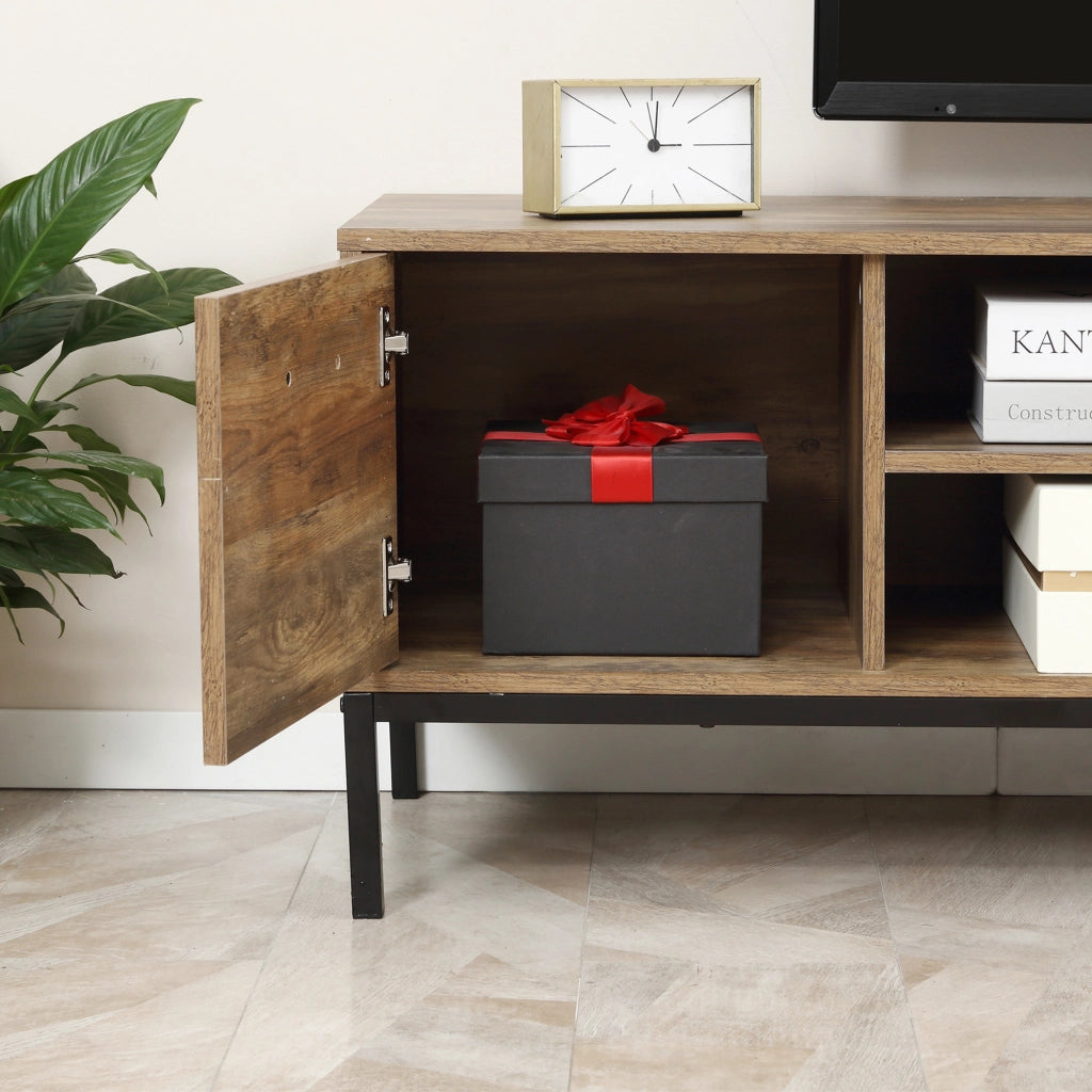 Mobile TV con cassetti e scaffale ¨C zephmum ¨C marrone nero 132x39x45.5 cm
