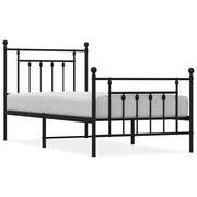 Letto singolo | Letto per adulti | Giroletto con Testiera e Pediera Metallo Nero 80x200 cm