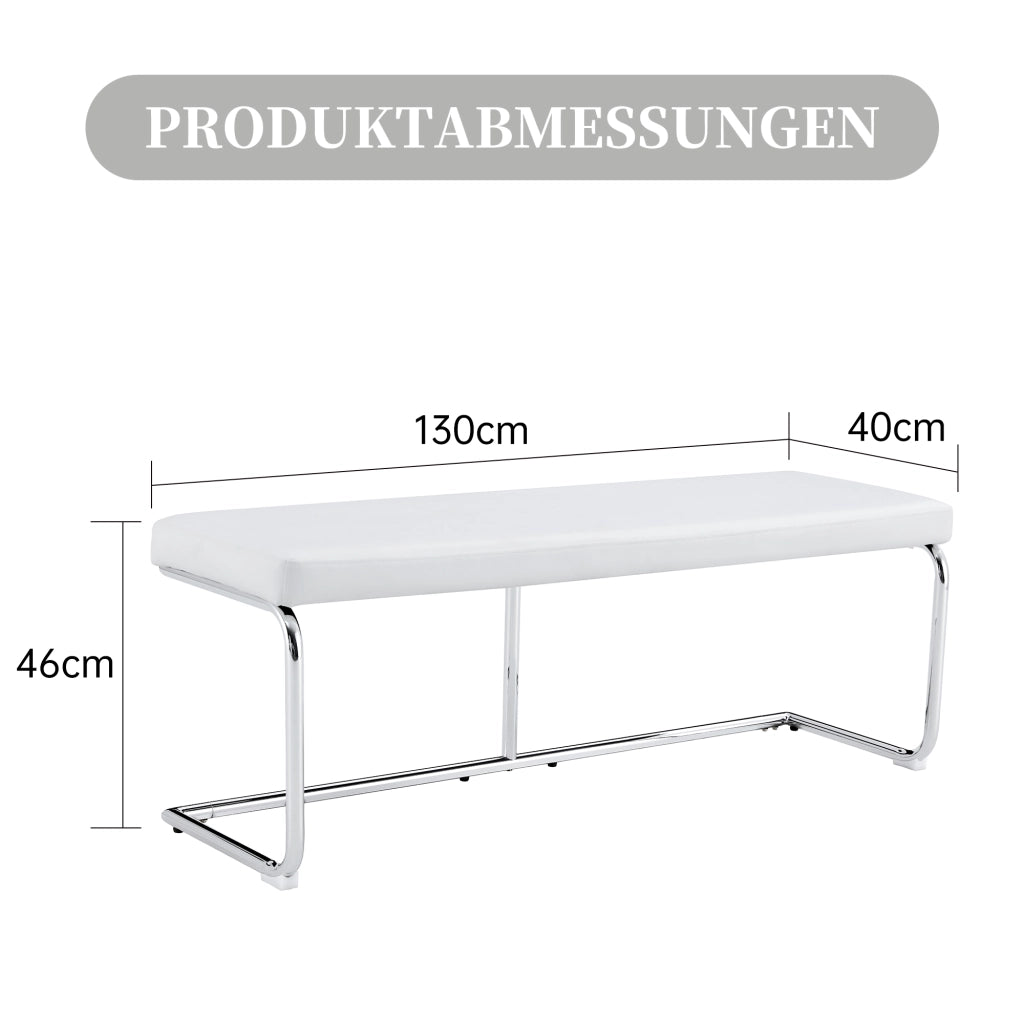 Bout de lit in pelle PU con struttura metallica, facile da pulire e versatile per ingresso e sala da pranzo, bianco 130 cm