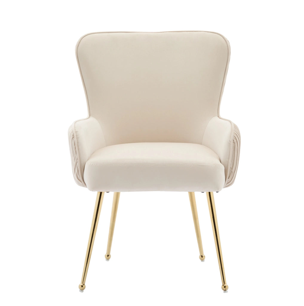 Set di 4 sedie imbottite con braccioli e supporto lombare in velluto beige