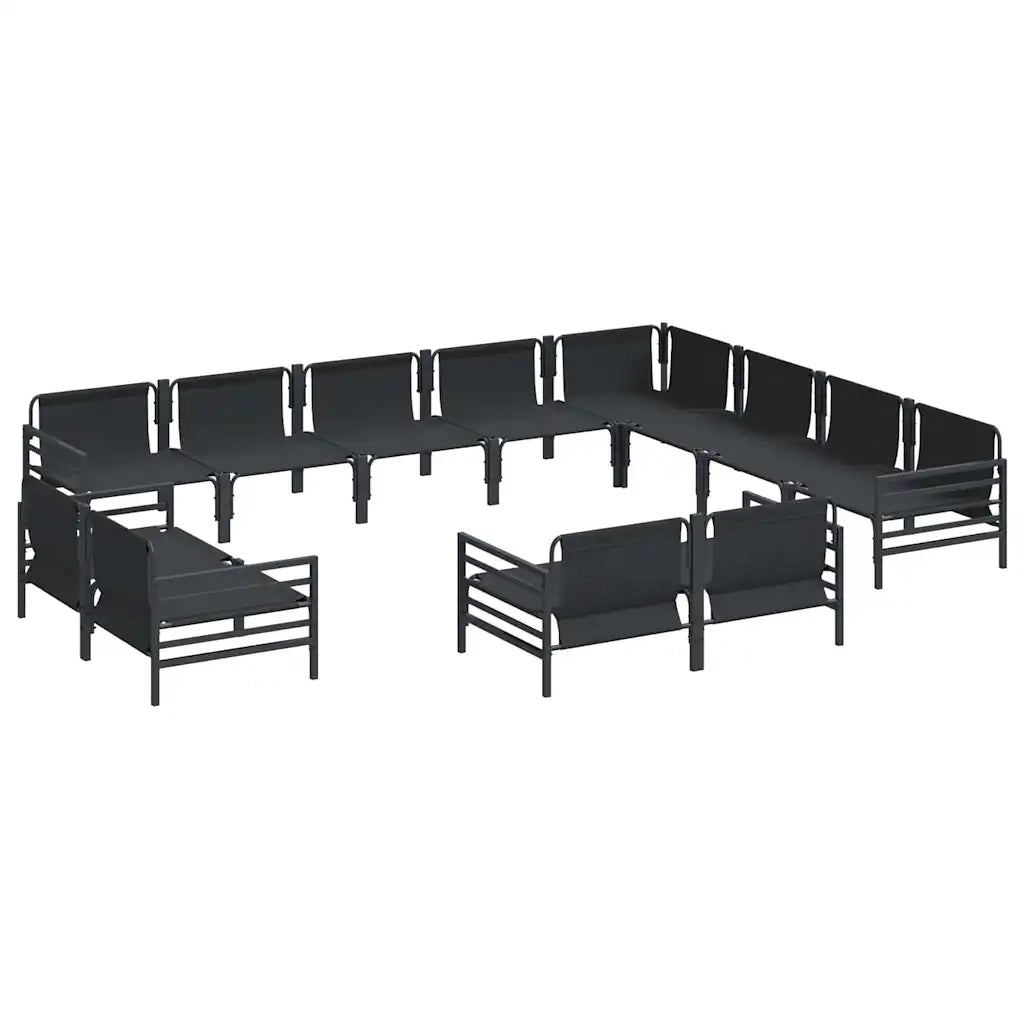 Set Divano da Giardino con cuscino 12 pcs Nero Acciaio 3379036