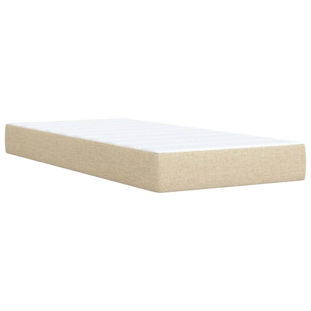 Letto singolo | Letto per adulti | Giroletto a Molle con Materasso Crema 80x200 cm inTessuto