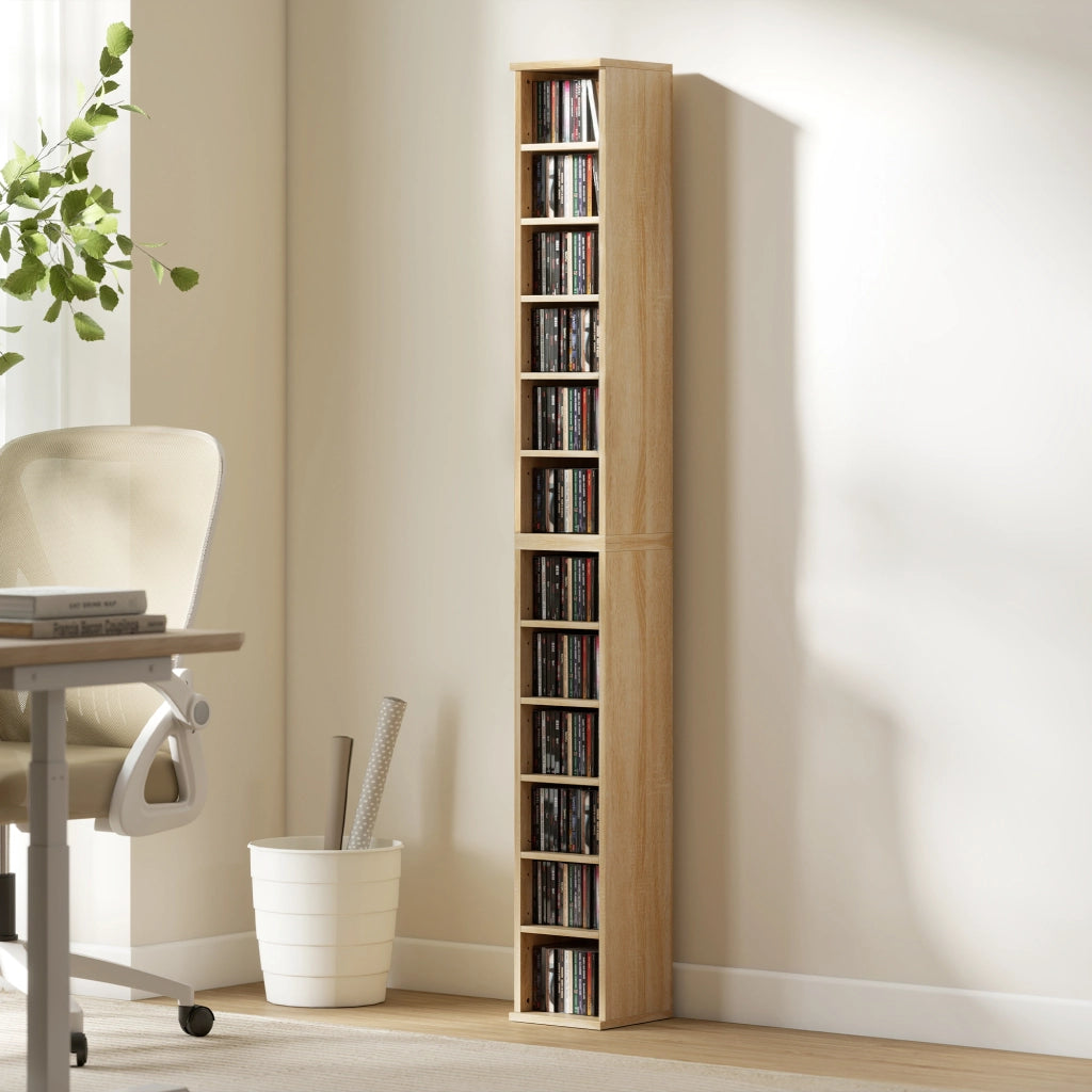 Libreria per CD con Ripiani Regolabili ¨C Zephmum ¨C Legno Rovere 21x22.5x88.5 cm