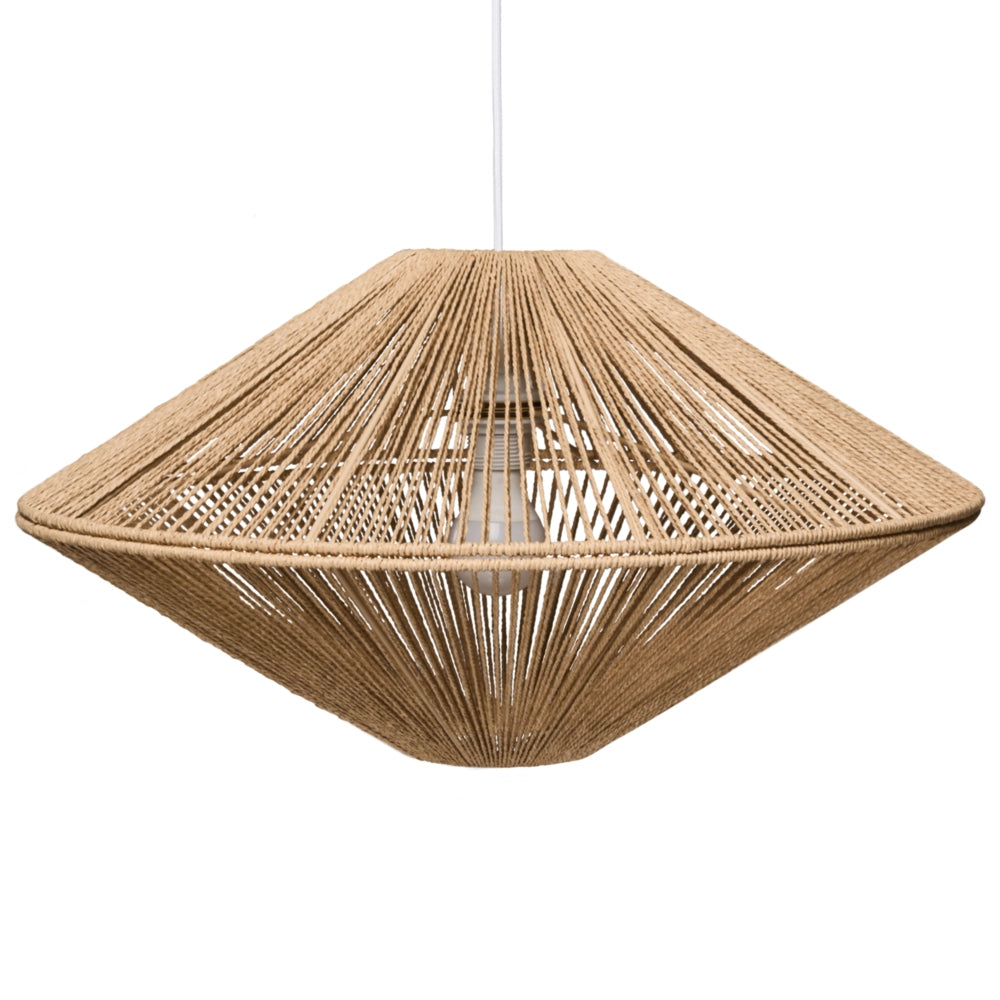 Lampada a sospensione in corda di carta Lampada da soffitto naturale Sala da pranzo Soggiorno Lampada in stile boho con paralume intrecciato