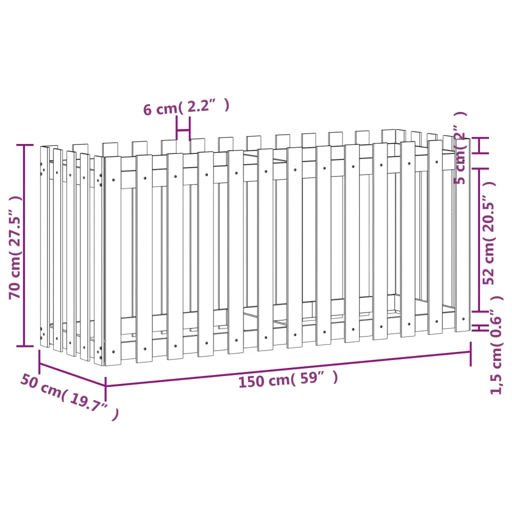 Fioriera Rialzata Giardino Recinzione 150x50x70cm Legno Douglas 832500