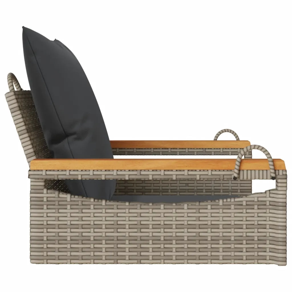 Panca da Giardino | Panchina Dondolo con Cuscini Grigia 63x62x40 cm in Polyrattan