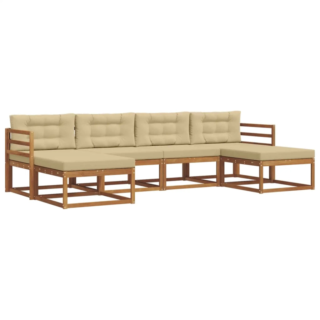 Set di divani da esterno con cuscino 6 pcs Naturale e Beige