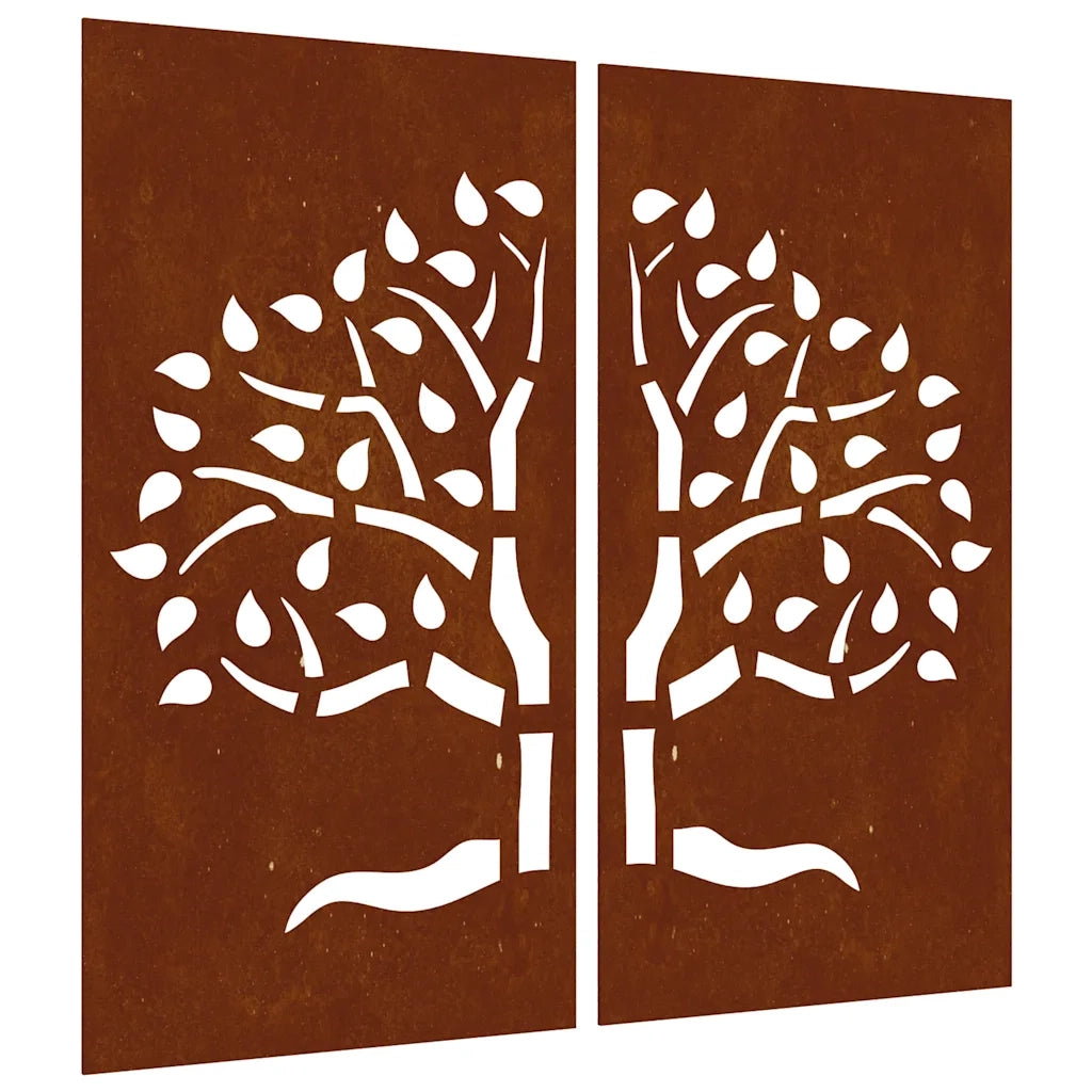 Decorazioni Muro Giardino 2 pz 105x55 cm Albero Acciaio Cortencod mxl 106720
