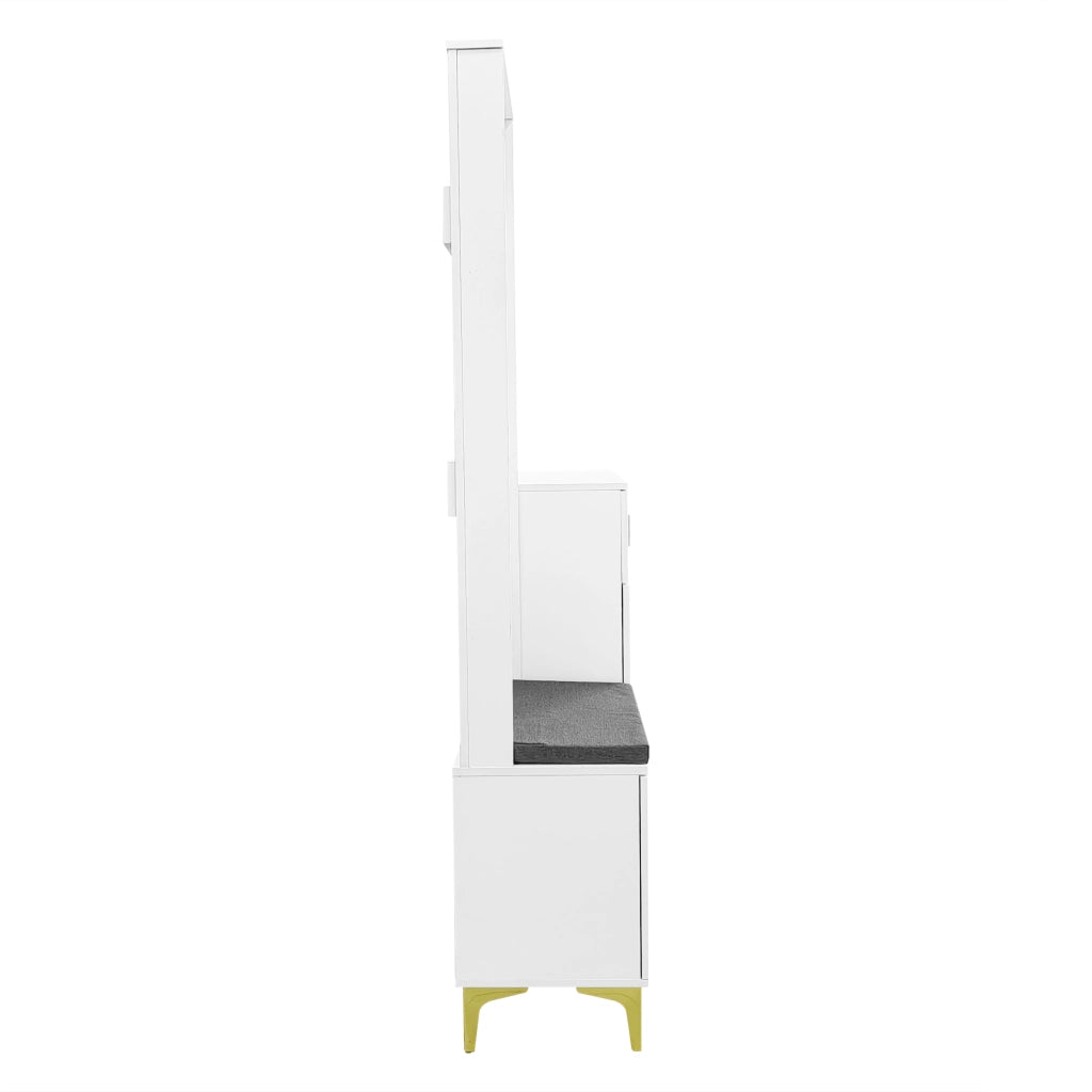 Set Ingresso con Panca, Cuscino e Appendiabiti con Ganci ¨C MINIMAL ¨C Bianco