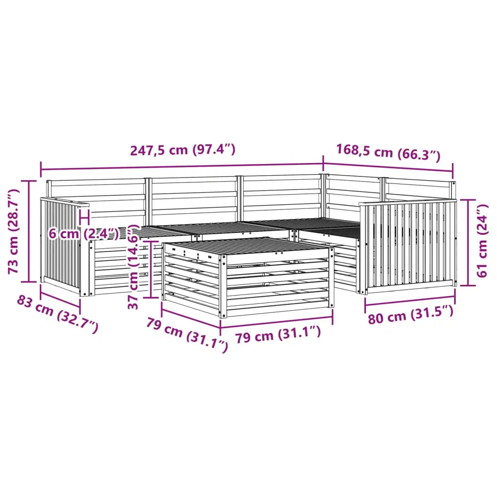 Set di divani da esterno 5 pcs Naturale 3373414