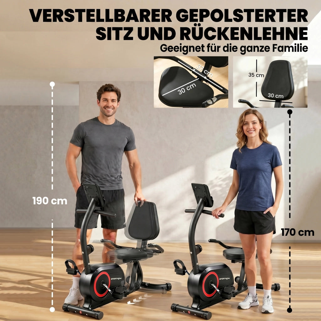 Cicloergometro da casa con 8 livelli di resistenza regolabile freno magnetico sensore battito display LCD ¨C Xylo ¨C con cinghie per piedi
