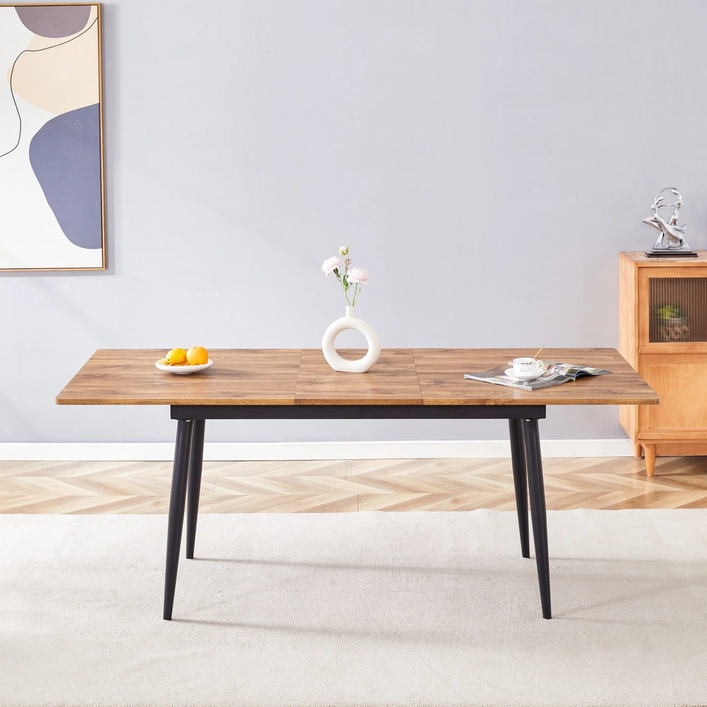 Tavolo da pranzo rettangolare industriale in MDF effetto legno con gambe in metallo nero