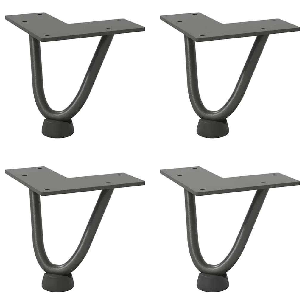 Set di 4 gambe a forcina per tavolino 10 cm design moderno finitura opaca in acciaio antracite 02_0056709