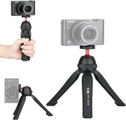 Maniglia regolabile 360° inclinabile per selfie stick per telecamere da vlog - Minipiedistallo per ufficio con luci LED