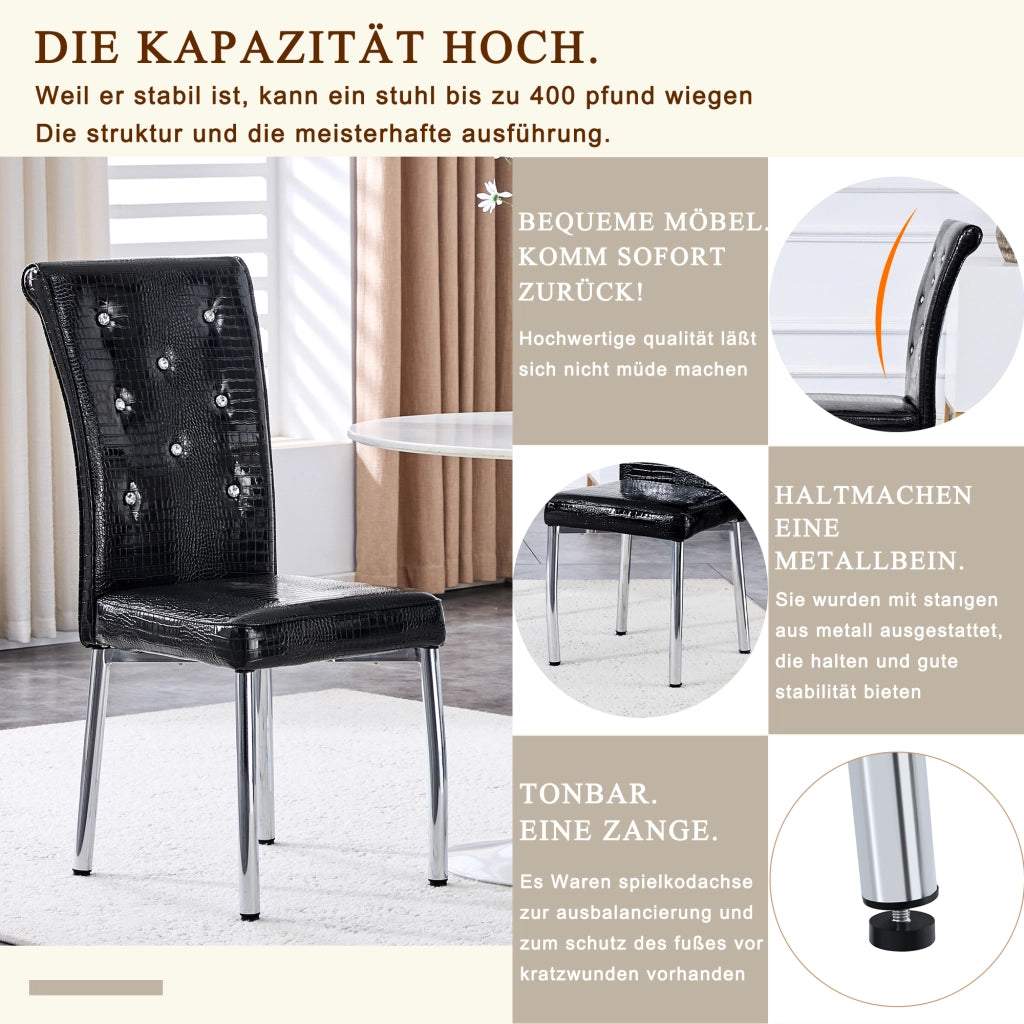 SEDIA DA PRANZO Set da 2 Nero in PVC effetto pelle con gambe in metallo galvanizzato
