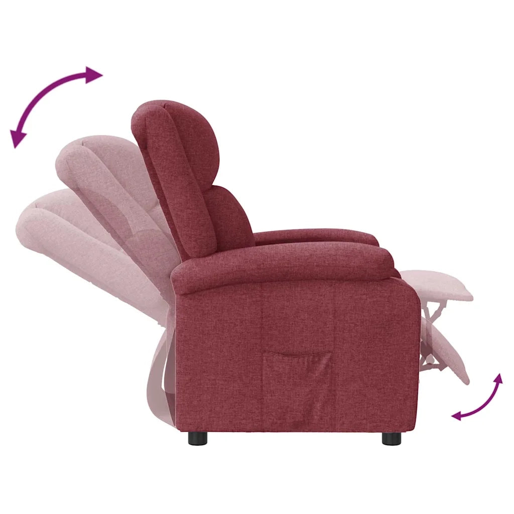 Divano Sedia-Poltrona Reclinabile in Tessuto Rosso Vino 572866