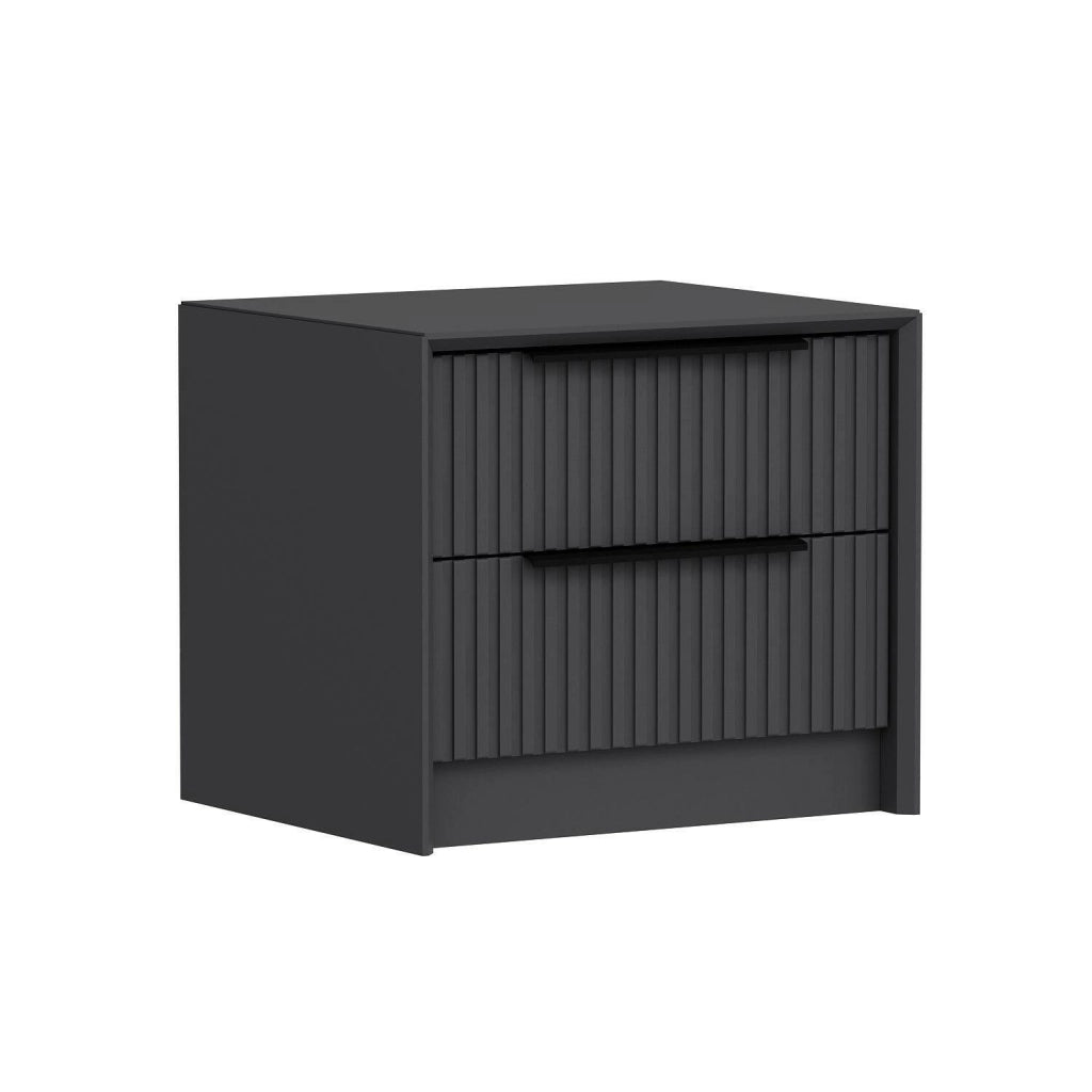 Moke, Comodino 2 Cassetti, 45x45x53h cm Nero Antracite