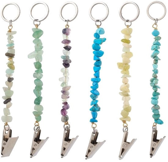 Set di 6 Clip per Chiavi con Catena in Metallo con Pizzo