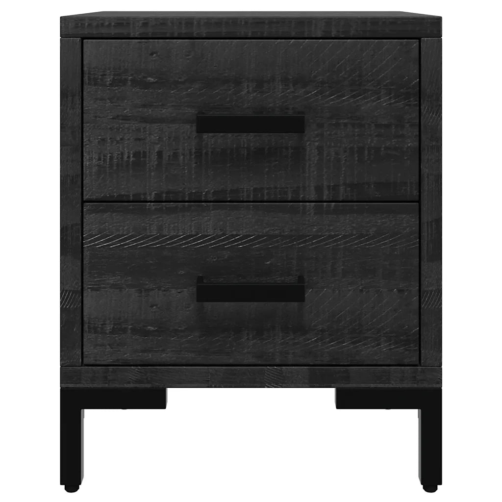 Comodini 2 pz Neri 36x30x45 cm in Legno Massello di Pino 3120339