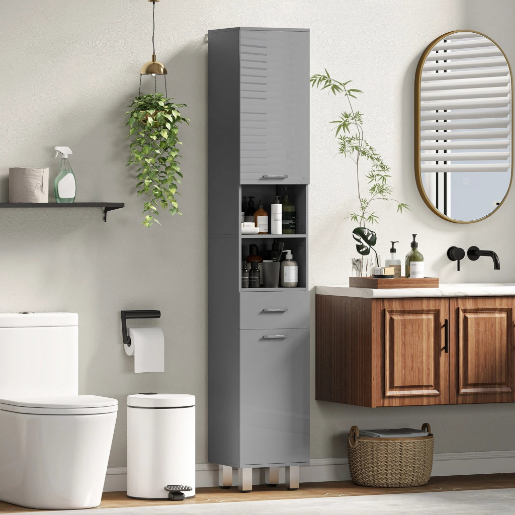 Mobile bagno con cassetto e ripiani regolabili ¨C Xylo ¨C Grigio