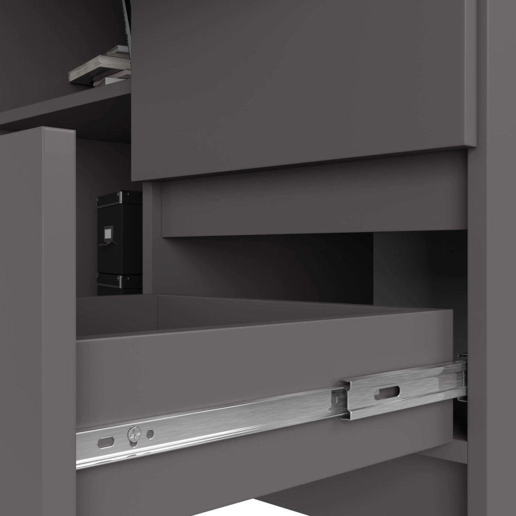 Scrivania angolare AKORD B16 Grigio Grafite 124 cm 3 cassetti 124x85x77 cm Modello a destra