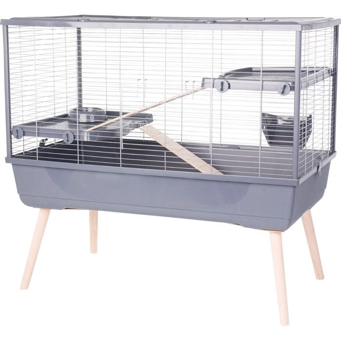 Gabbia rialzata per roditori - Zolux - Néolife - 2 livelli per conigli - 99 x 54 x 92 cm - Grigio