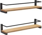 Organizzatore per Cucina in Legno - Montaggio a Parete - Set a Due Pezzi - Legno - 40x9x7cm