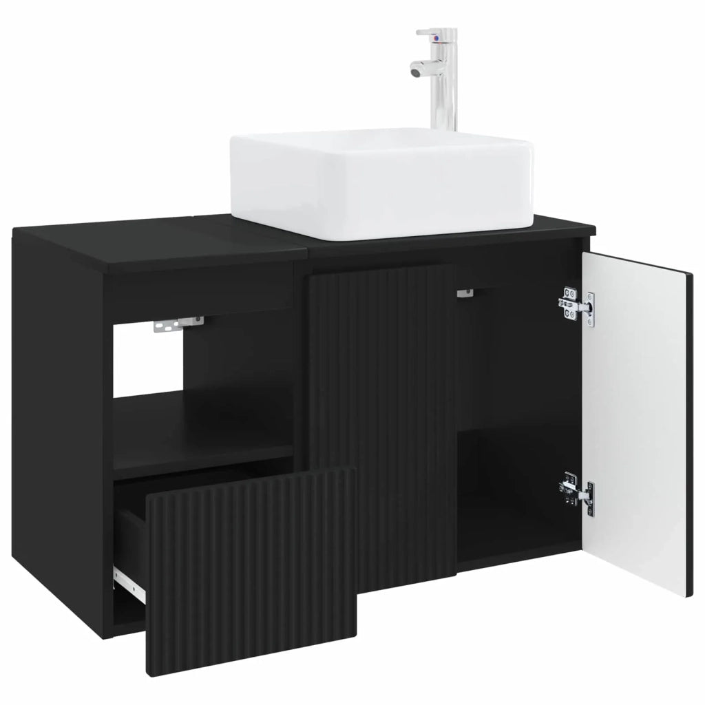 Set di mobili per il bagno 2 pz Nero Legno ingegnerizzato 3404065