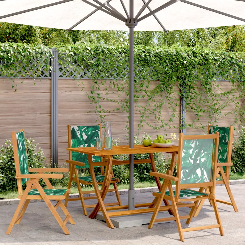 Sedie Giardino Reclinabili 4 pz | Sedie da Esterno Verdi Tessuto e Legno Massello