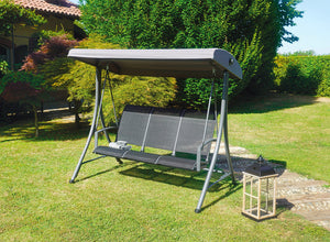 Dondolo da Giardino 200x175x125 cm in Ferro e Textilene Nero