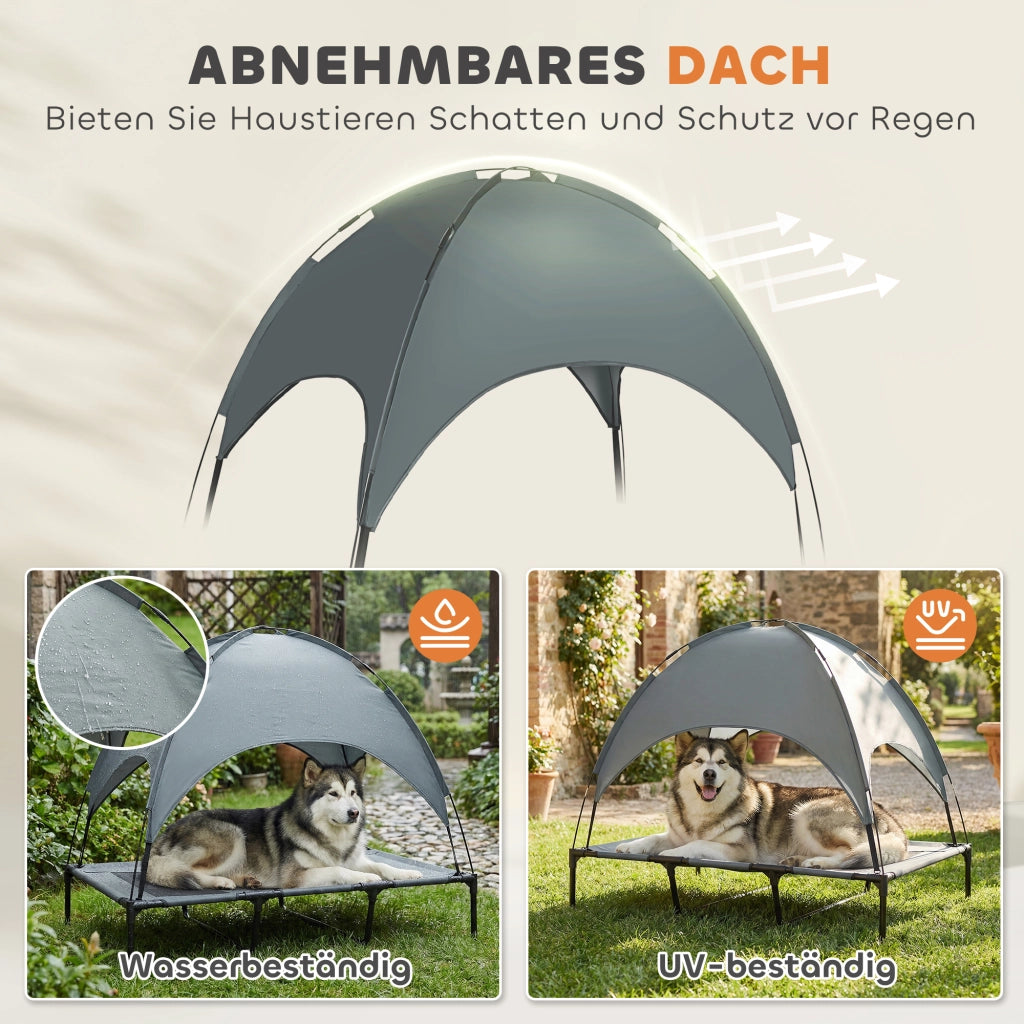 Cuccia per Cane con Baldacchino ¨C zephmum ¨C Grigio 122x92x108 cm