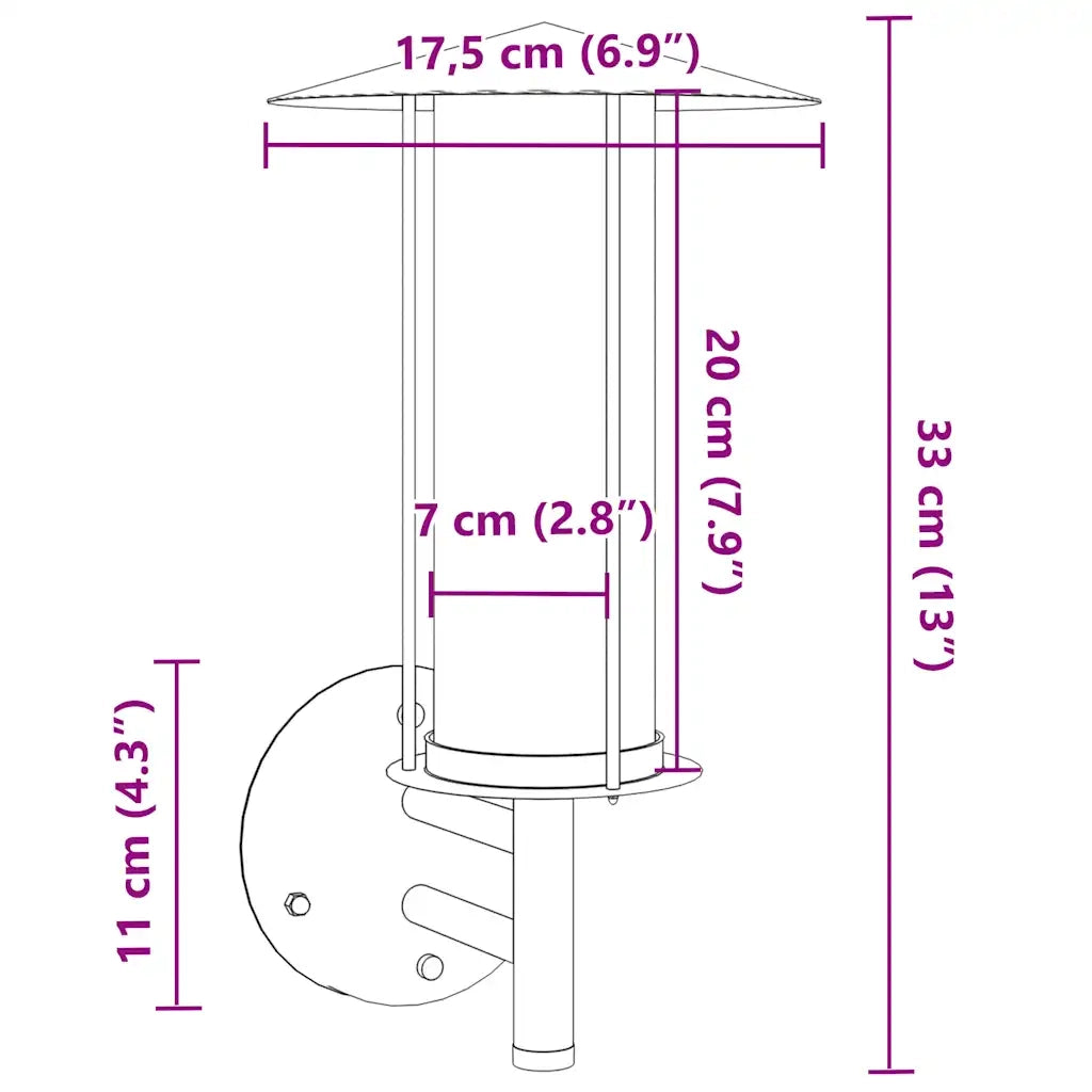 Applique da Esterno 2 pz Nere in Acciaio Inossidabile CFW9277685