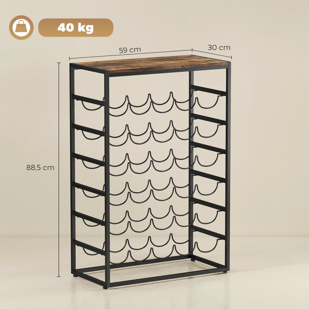 Portabottiglie 30 Bottiglie 6 Ripiani ¨C Xylo ¨C Effetto Legno Marrone Rustico 59x30x88,5cm