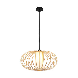 Lampadario Nordico Bambo Metallo Nero 1 Luce E27