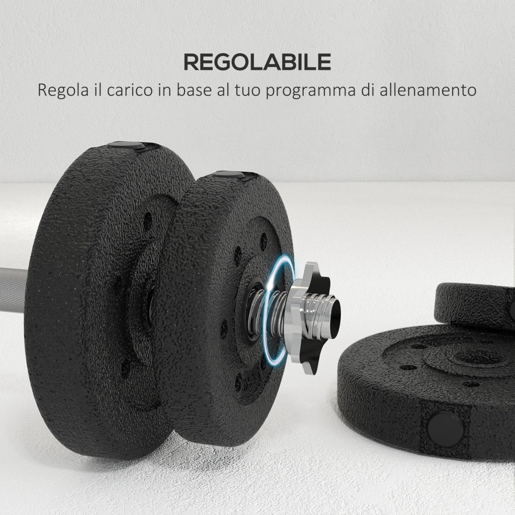 Set Pesi Manubri da 30 kg con 12 Dischi in Acciaio e Sabbia Nero