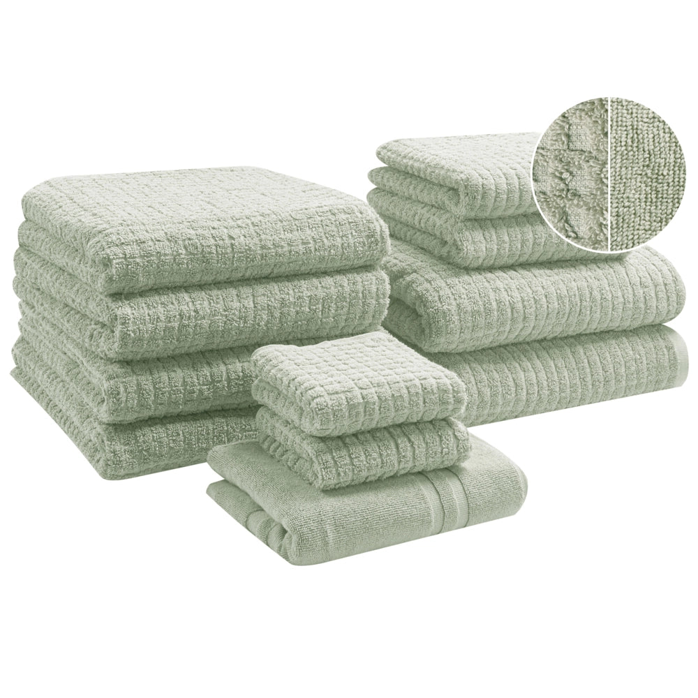 Set di 11 asciugamani Verde Chiaro in cotone per ospiti Asciugamano da bagno e tappetino da bagno